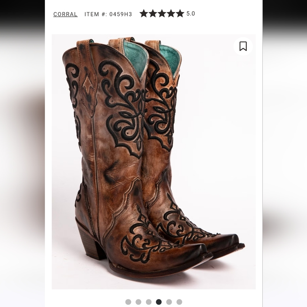 Corral Women's Cord Stitch Cowgirl Boots - Snip Toe Sz 8